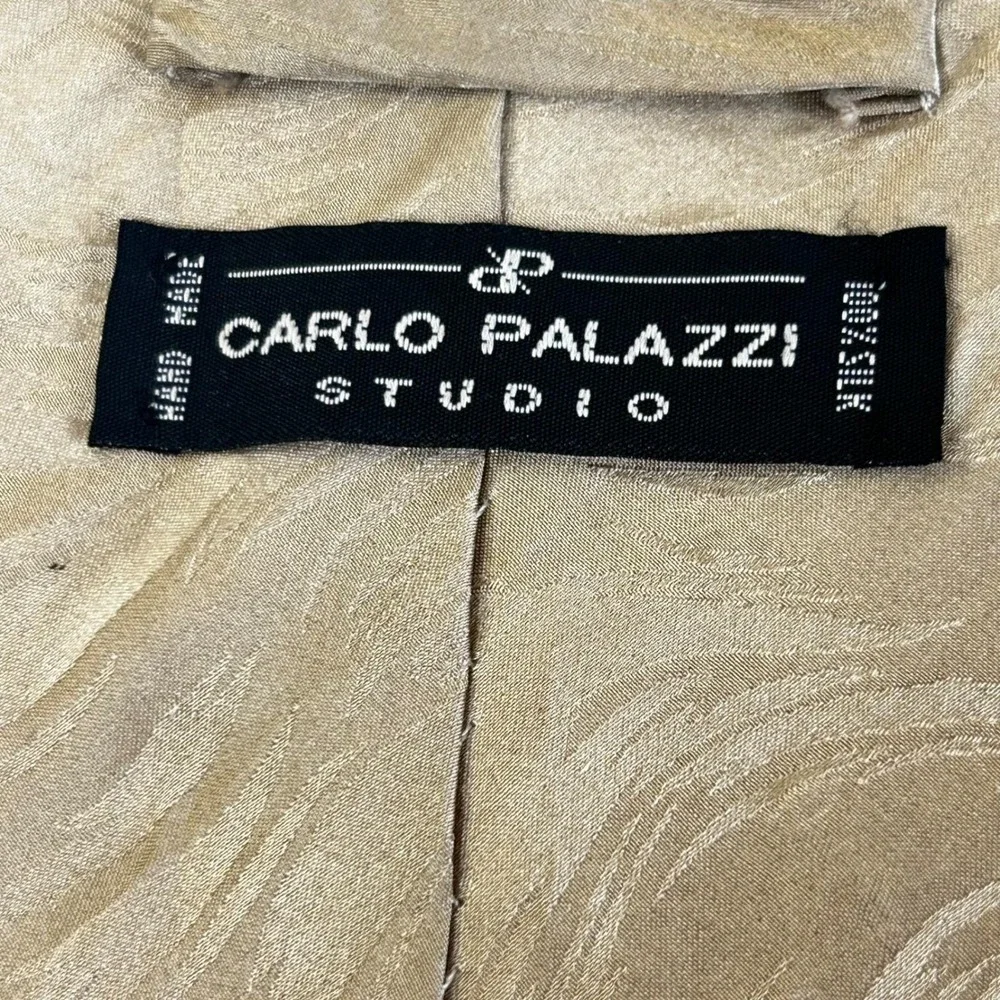 Palazzi Studio Mens Silk Tie Tan‎ Geometric Pattern CorpGore Preppy